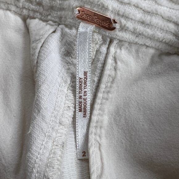 Free People Relaxed Fir Barrel Leg Wide Wale Corduroy Jeans Pants Cream Size 2 - Picture 3 of 10